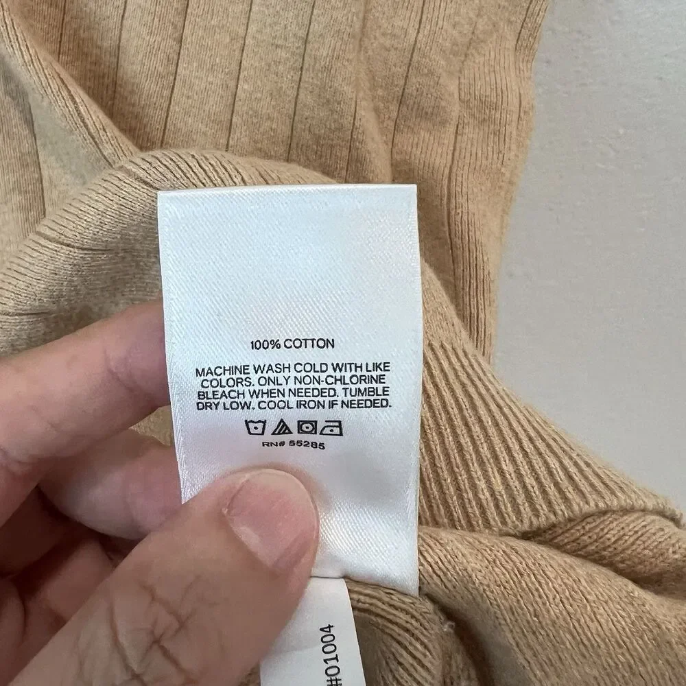 express Men’s short sleeve sweater polo johnny collar Tan Medium Preppy Career